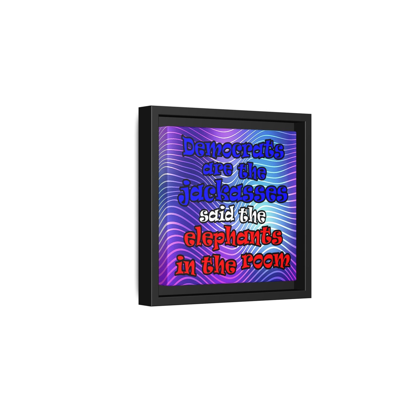 donkeys and elephants - framed canvas art (purple wave)