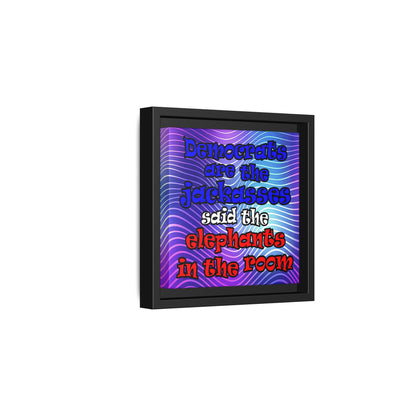 donkeys and elephants - framed canvas art (purple wave)