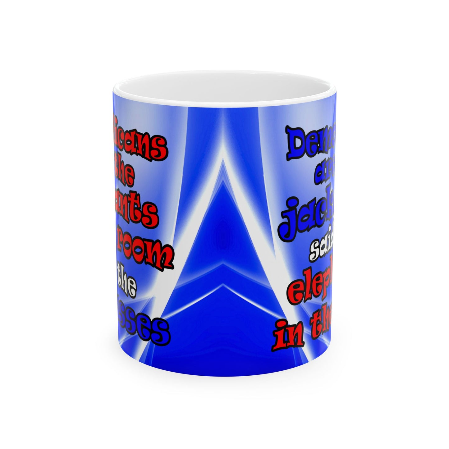 donkeys and elephants - White Mug (blue-white wave)