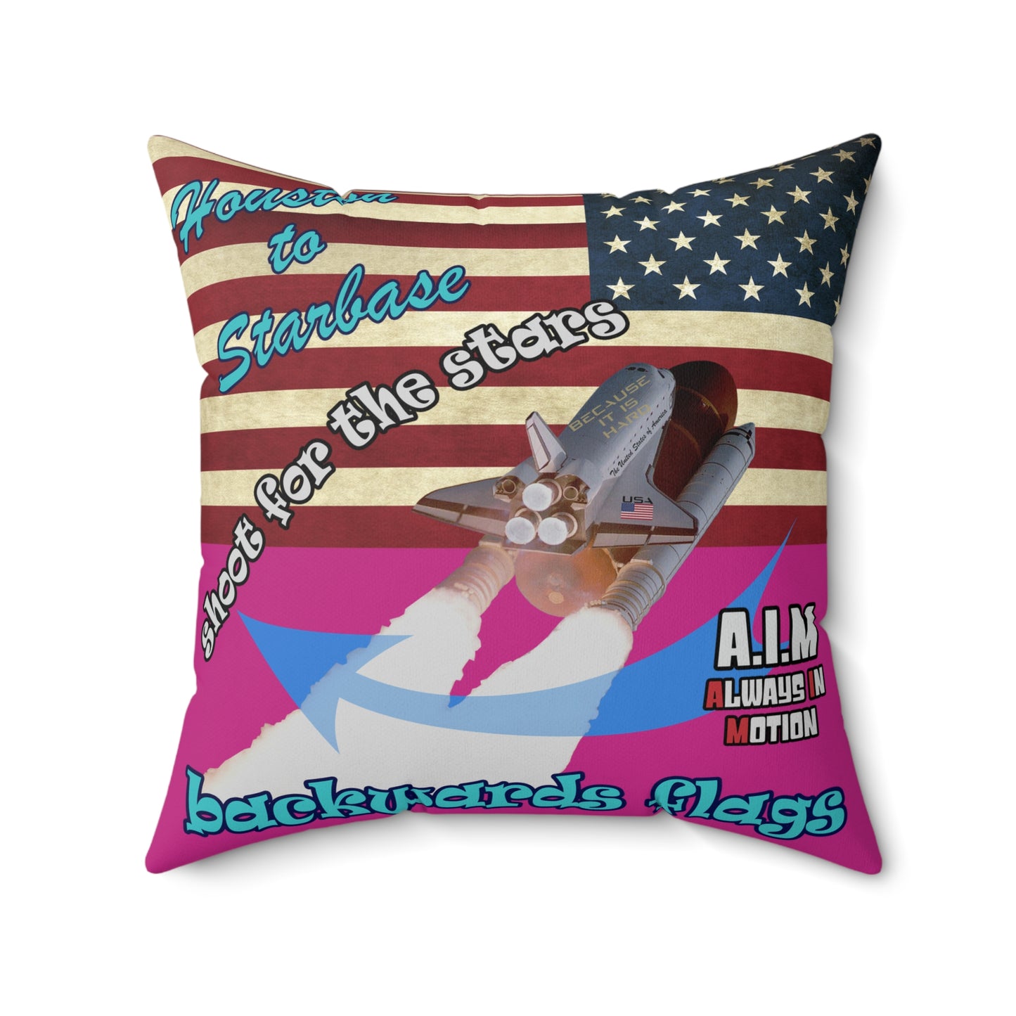shoot for the stars - Spun Polyester Square Pillow - (pink)