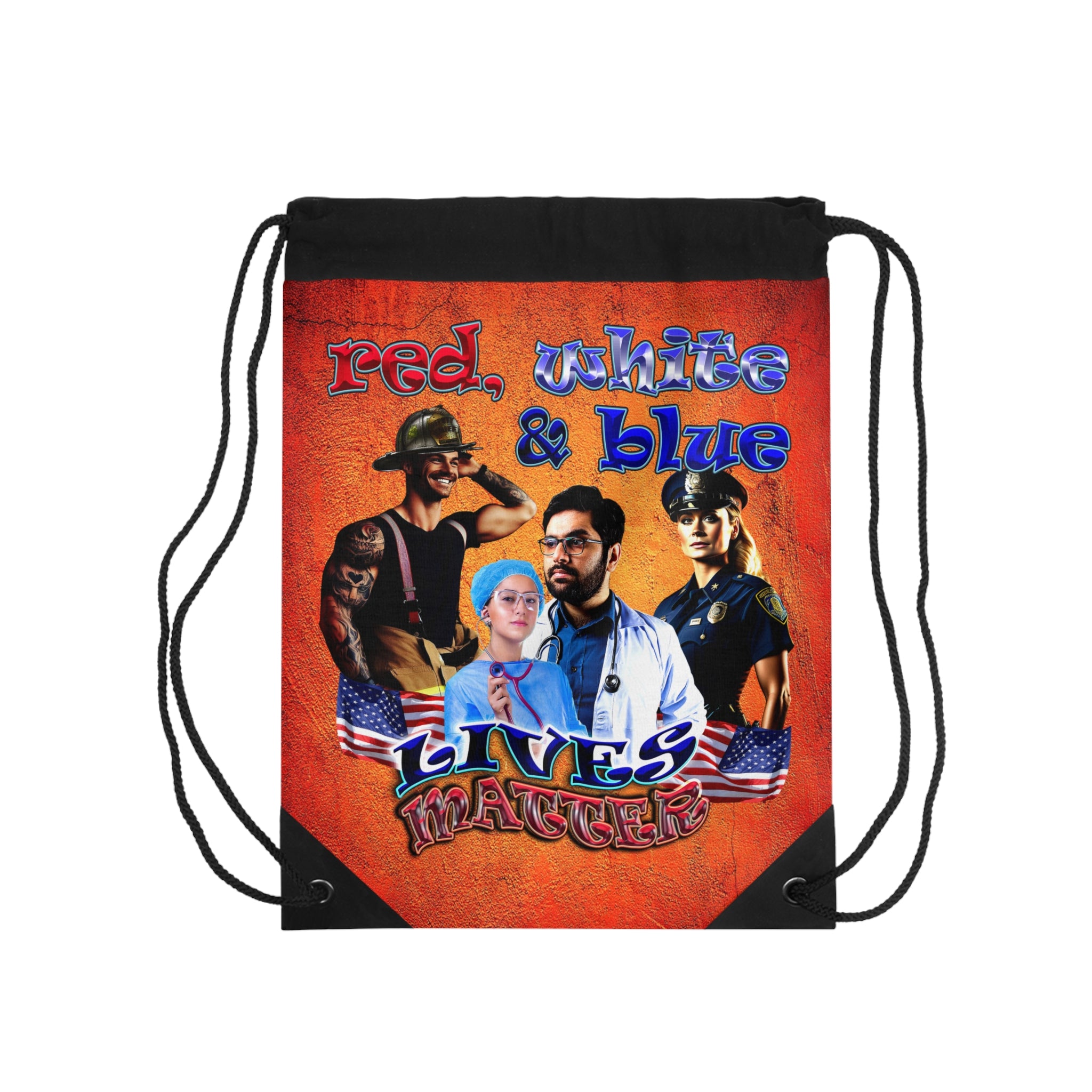 rw&b lives matter - Drawstring Bag (burnt orange)