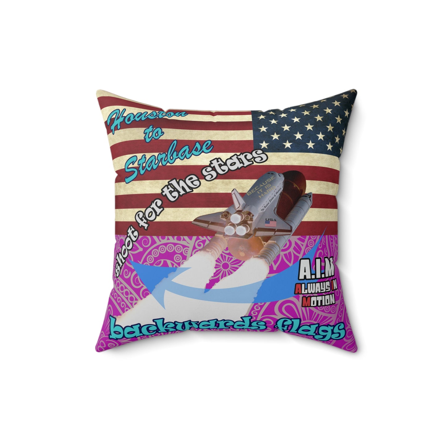 shoot for the stars - Spun Polyester Square Pillow - (pink swirl)