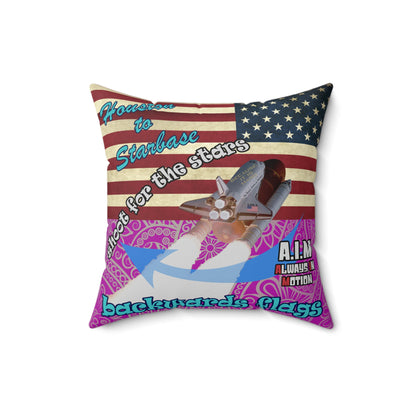 shoot for the stars - Spun Polyester Square Pillow - (pink swirl)