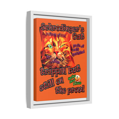 schrodinger's cat - framed canvas art (orange)