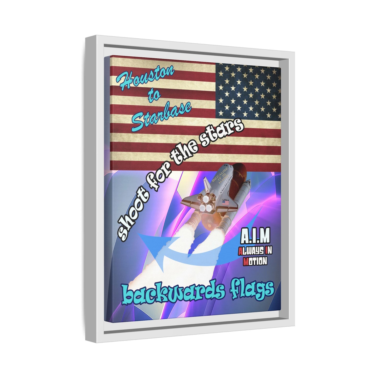 shoot for the stars - framed canvas art (grey-pink wave)