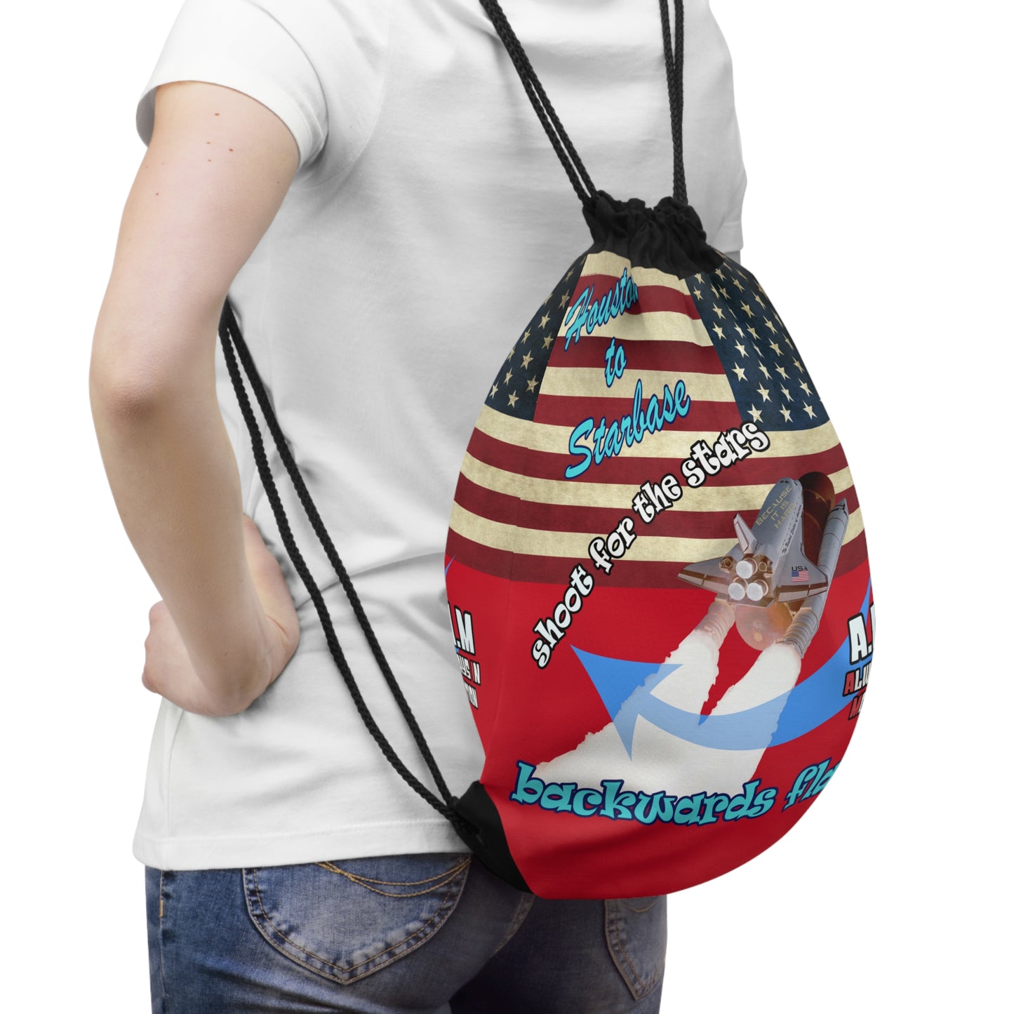 shoot for the stars - Drawstring Bag (dark red)