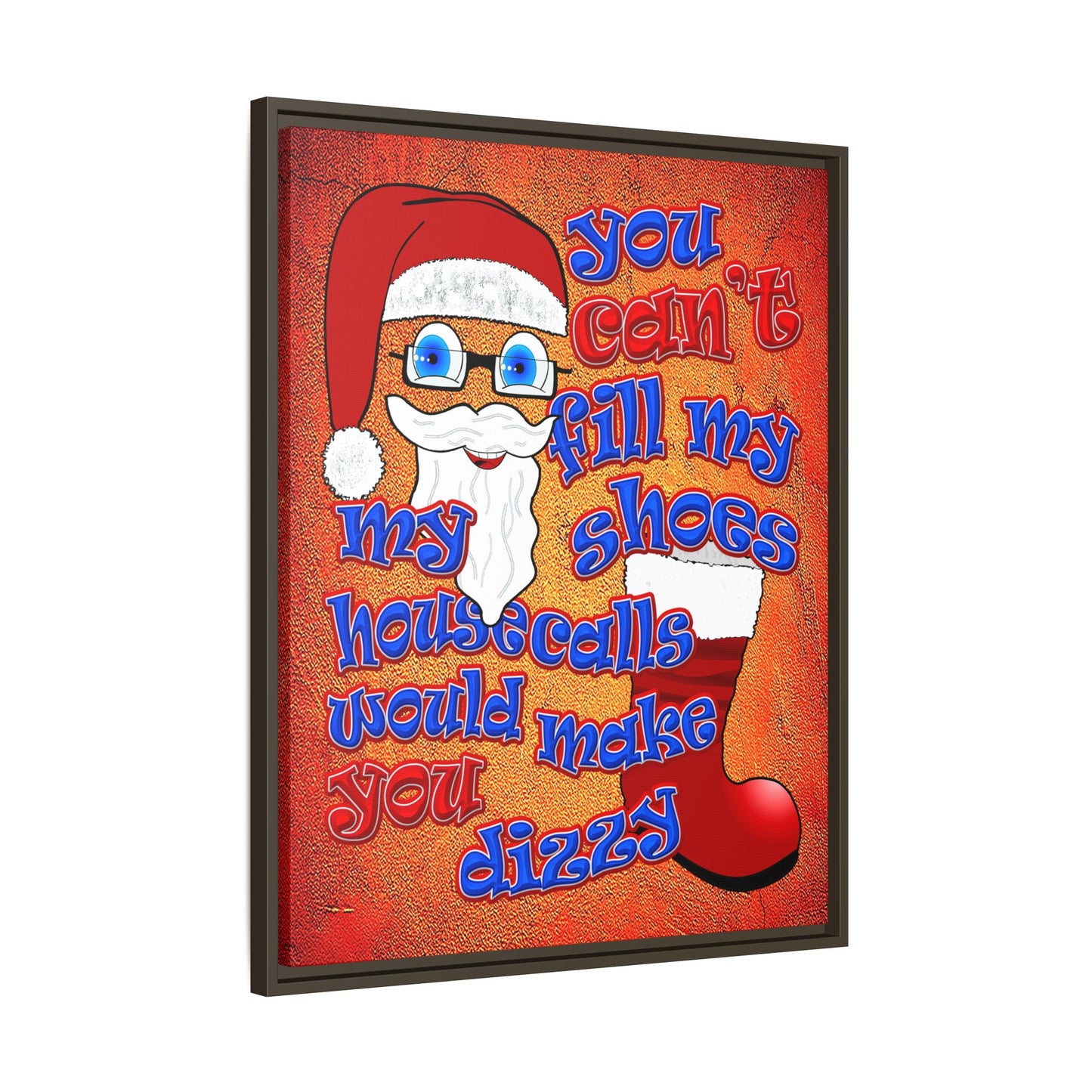 santa's shoes - framed canvas art (burnt orange)