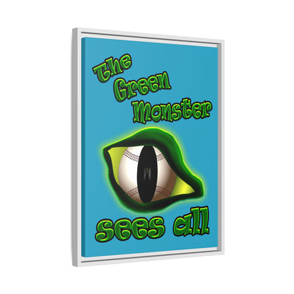 green monster - framed canvas art (turquoise)