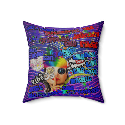 drop the beat - Faux Suede Square Pillow - (purple wave)