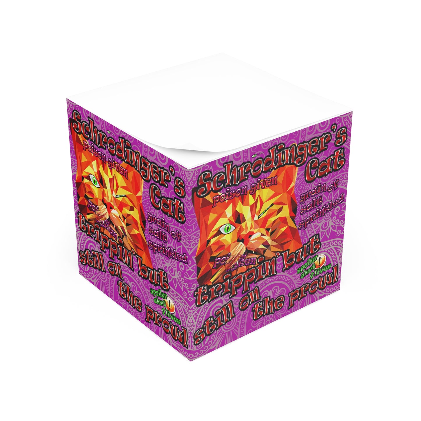 schrodinger's cat - note cube (pink swirl)