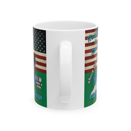 shoot for the stars - White Mug (dark green)
