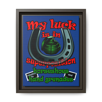 my luck - framed canvas art (dark blue)