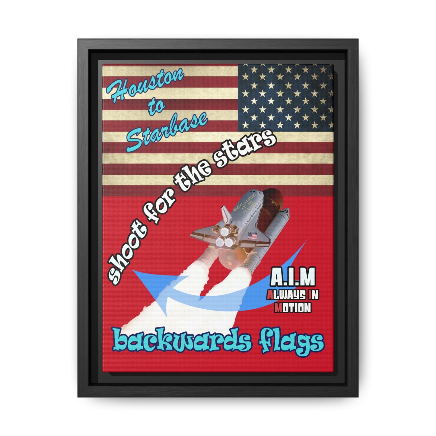 shoot for the stars - framed canvas art (dark red)