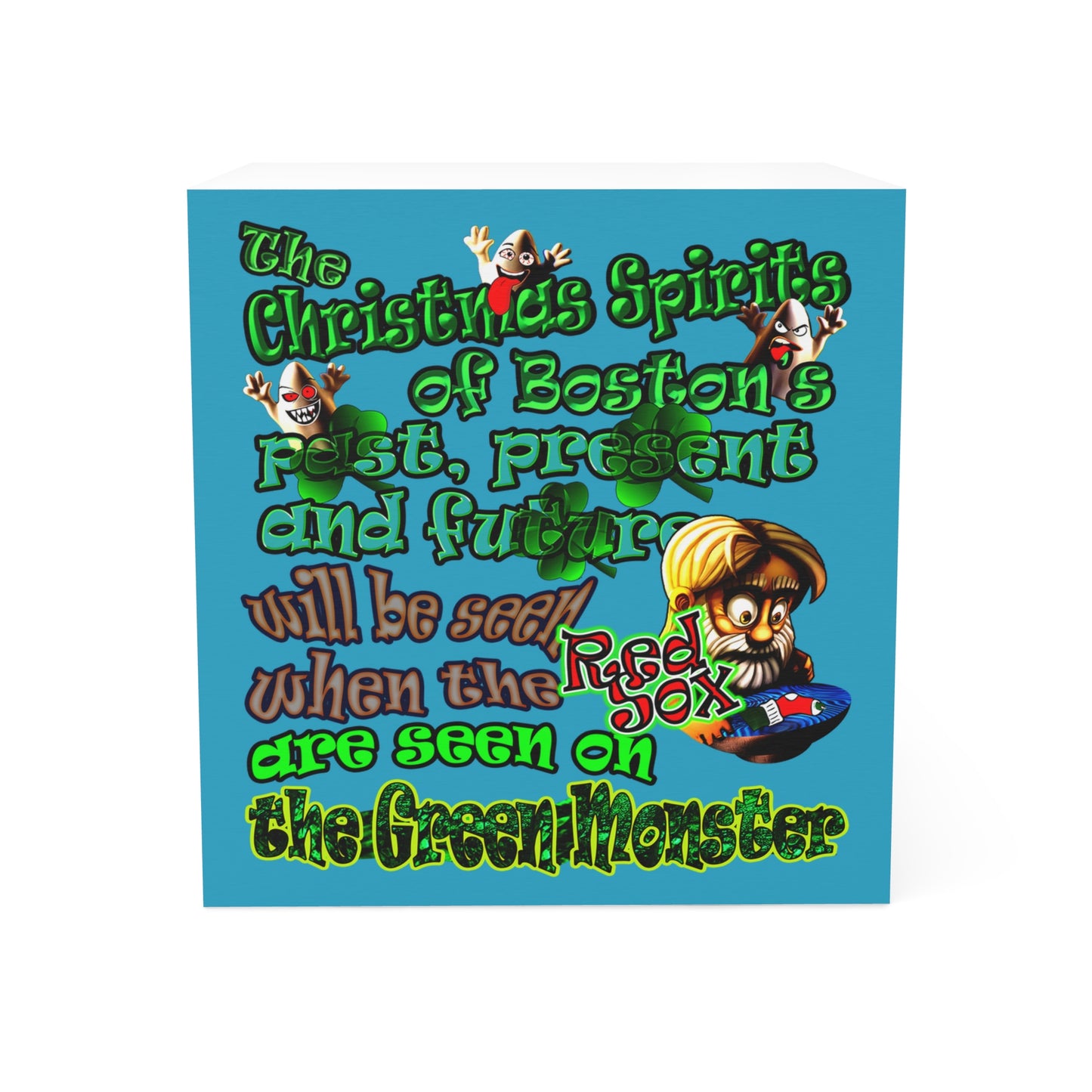 christmas spirits of boston - note cube (turquoise)