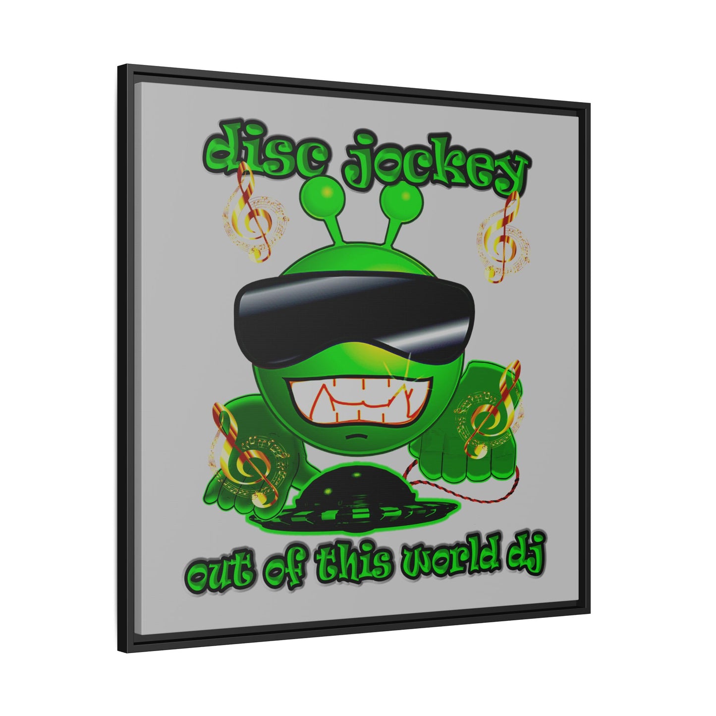 disc jockey - framed canvas art (light grey)