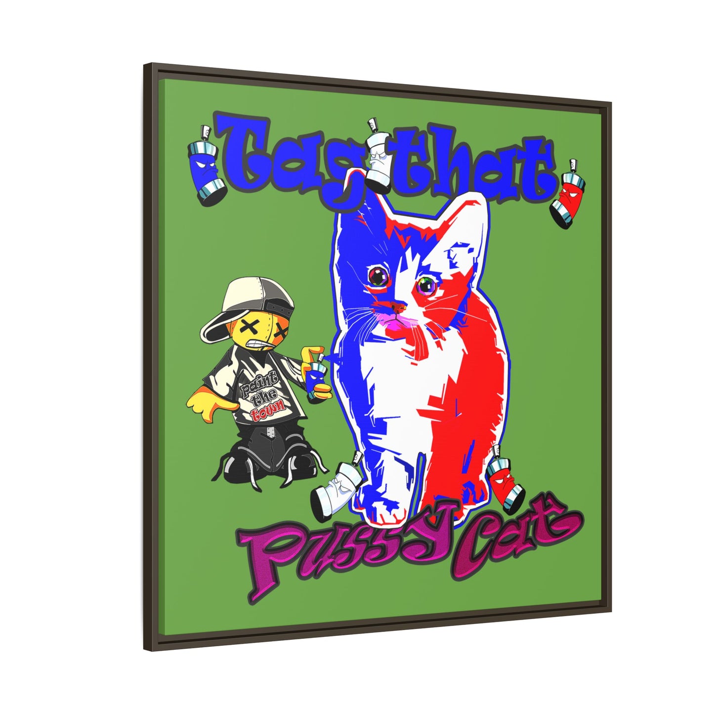 tag that - framed canvas art (green)