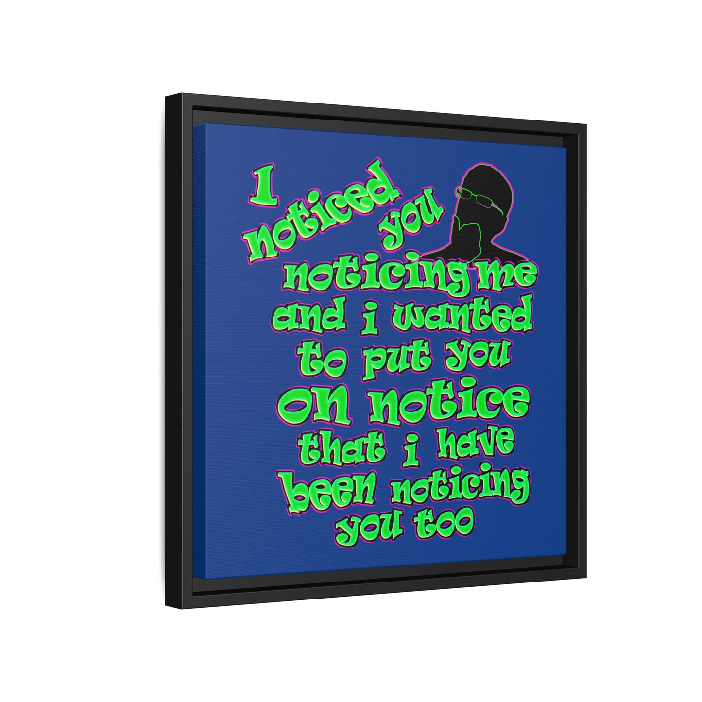 noticed you noticing - framed canvas art (dark blue)