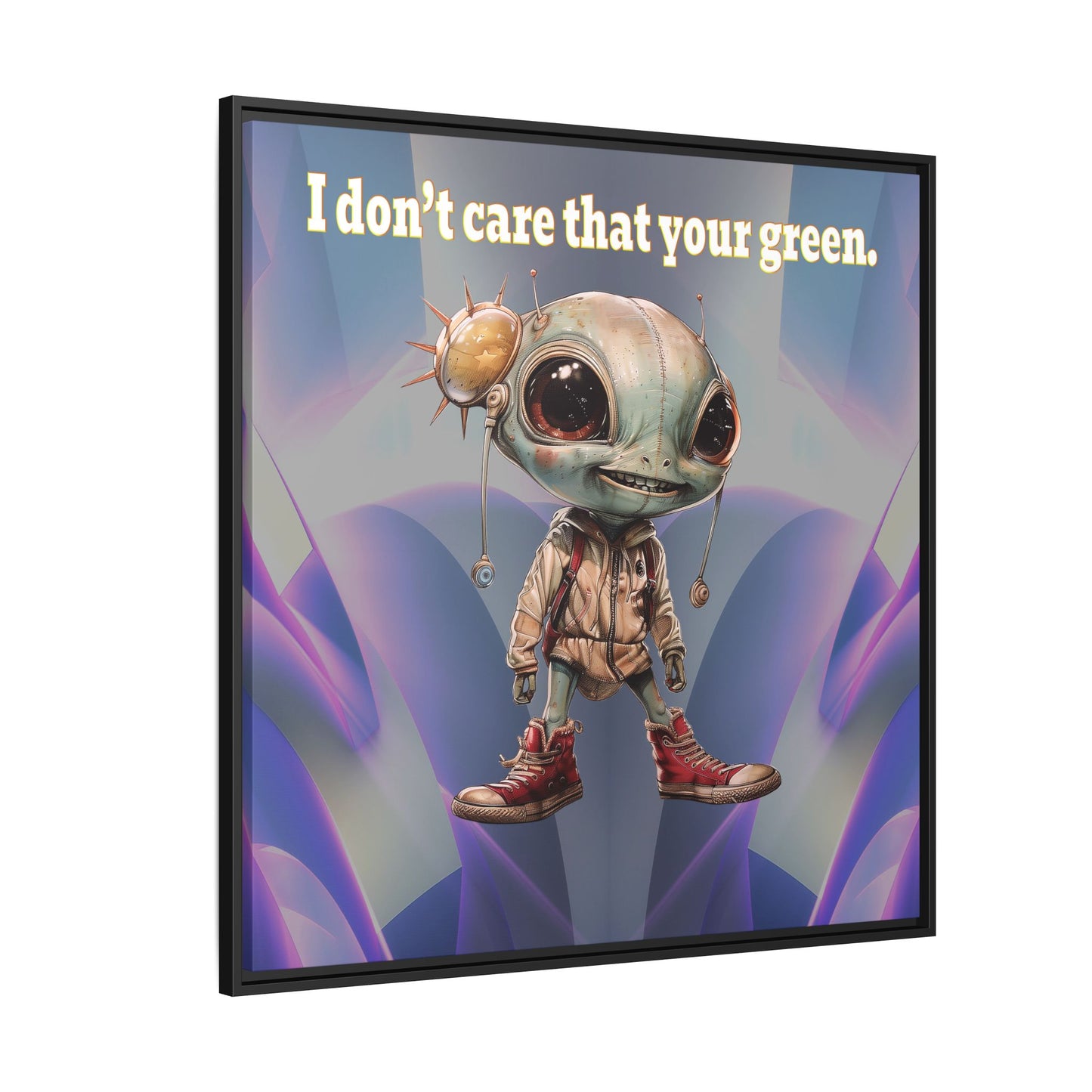 I don't care that your green - framed canvas art (grey-pink wave)