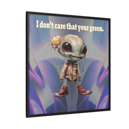 I don't care that your green - framed canvas art (grey-pink wave)