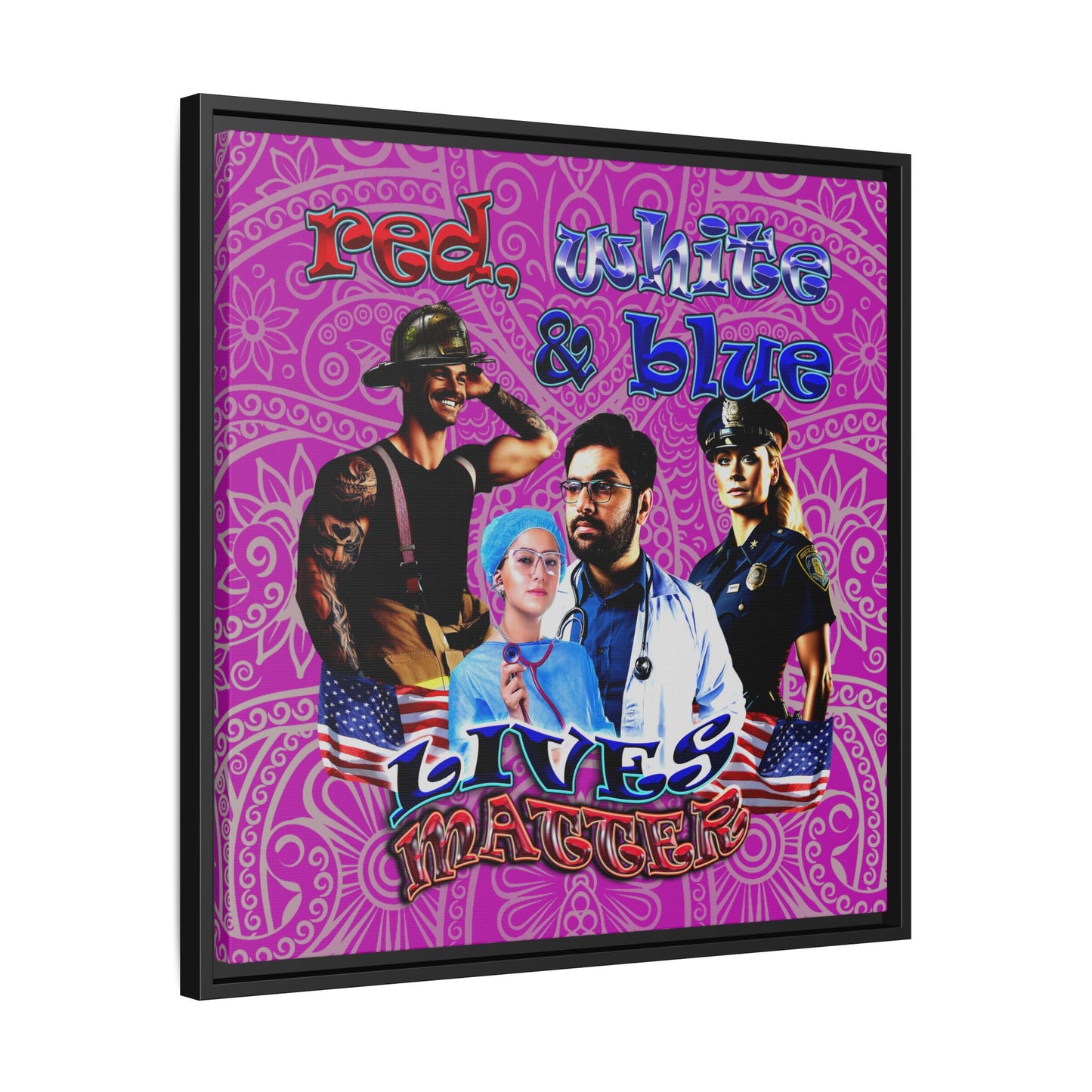 rw&b lives matter - framed canvas art (pink swirl)