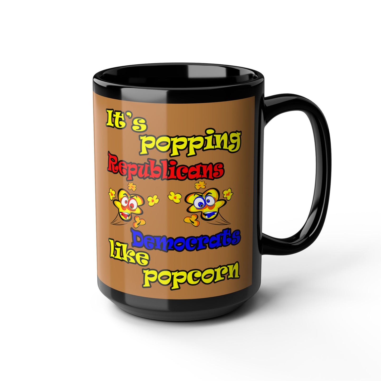 popping like popcorn - Black Mug (light brown)