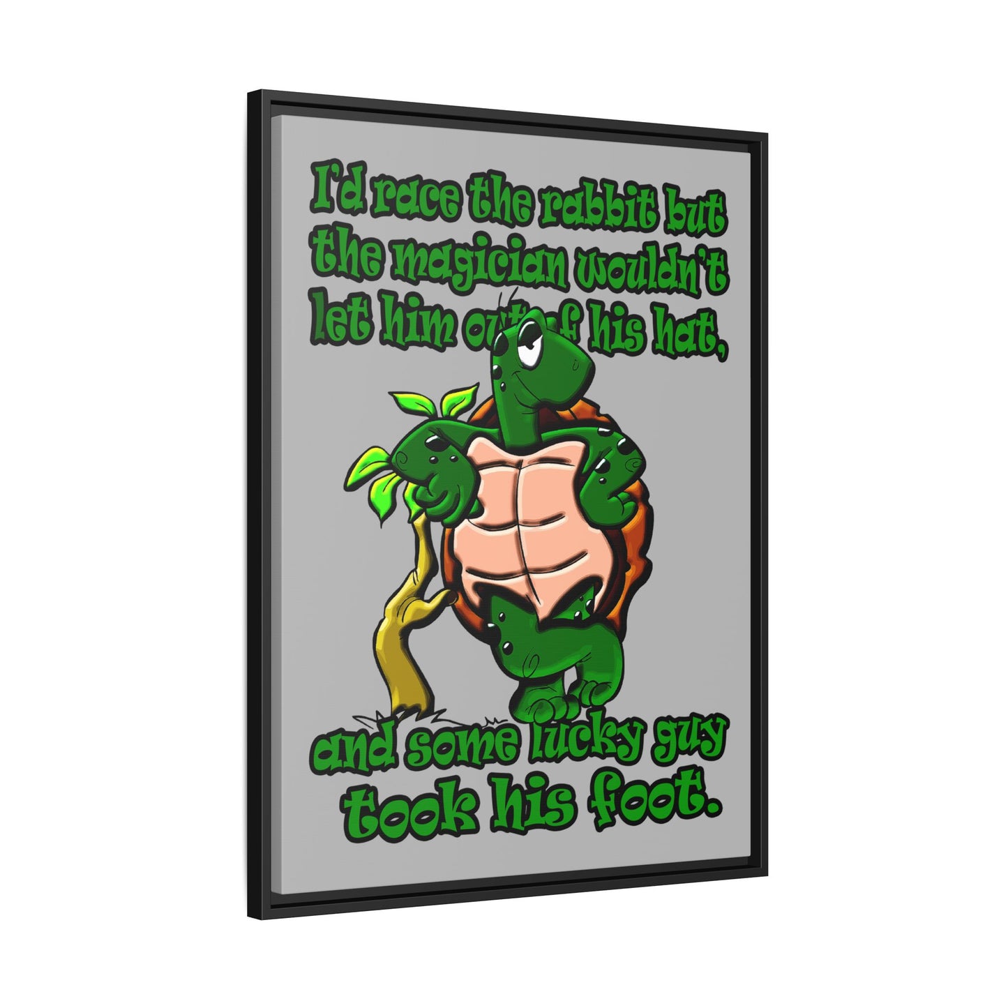 turtle race - framed canvas art (light grey)