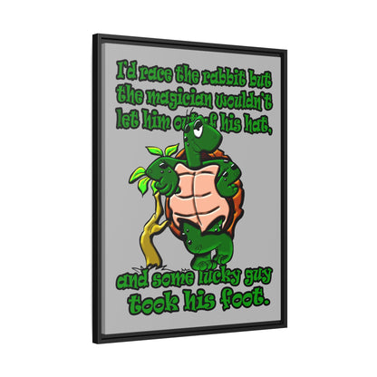 turtle race - framed canvas art (light grey)