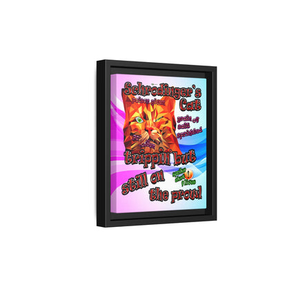 schrodinger's cat - framed canvas art (light blue-pink wave)