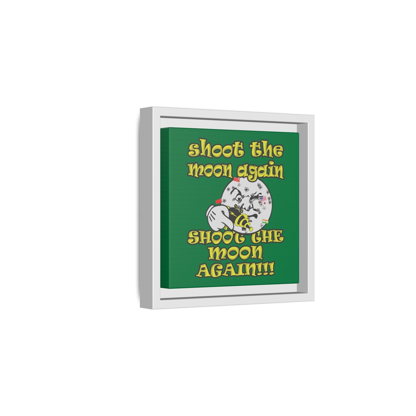 shoot the moon again - framed canvas art (dark green)