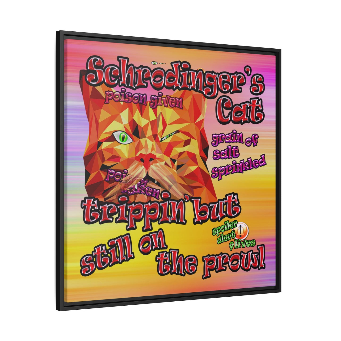 schrodinger's cat - framed canvas art (color blur)