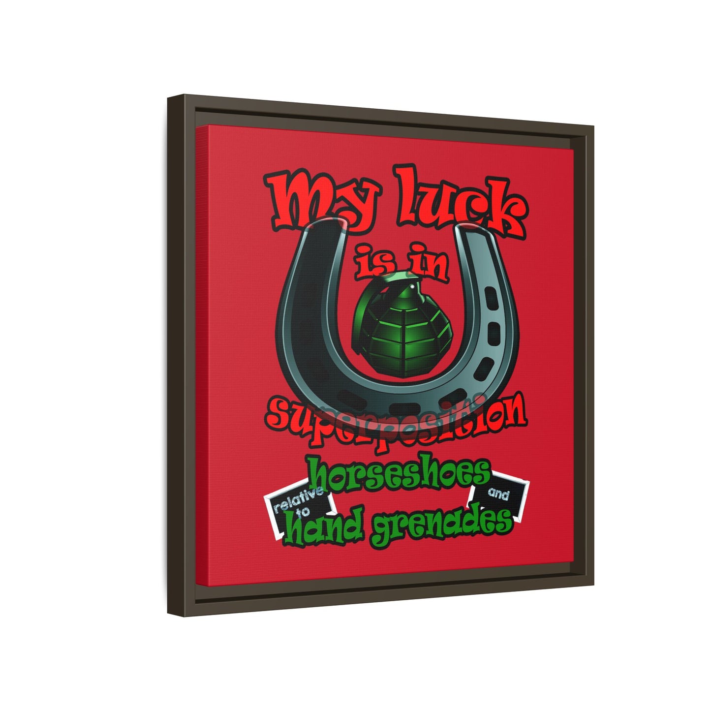 my luck - framed canvas art (dark red)