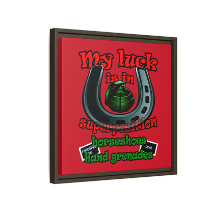 my luck - framed canvas art (dark red)