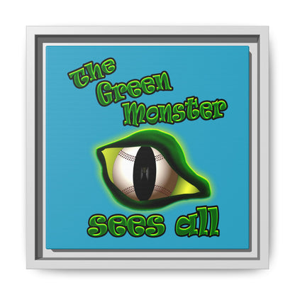 green monster - framed canvas art (turquoise)