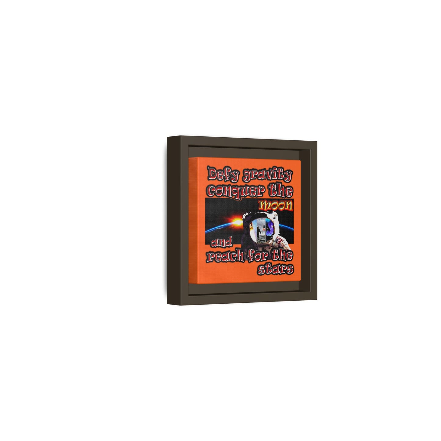 defy conquer reach - framed canvas art (orange)