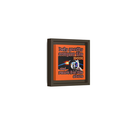 defy conquer reach - framed canvas art (orange)