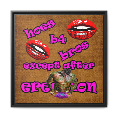 hoes b4 bros - framed canvas art (brown papyrus)
