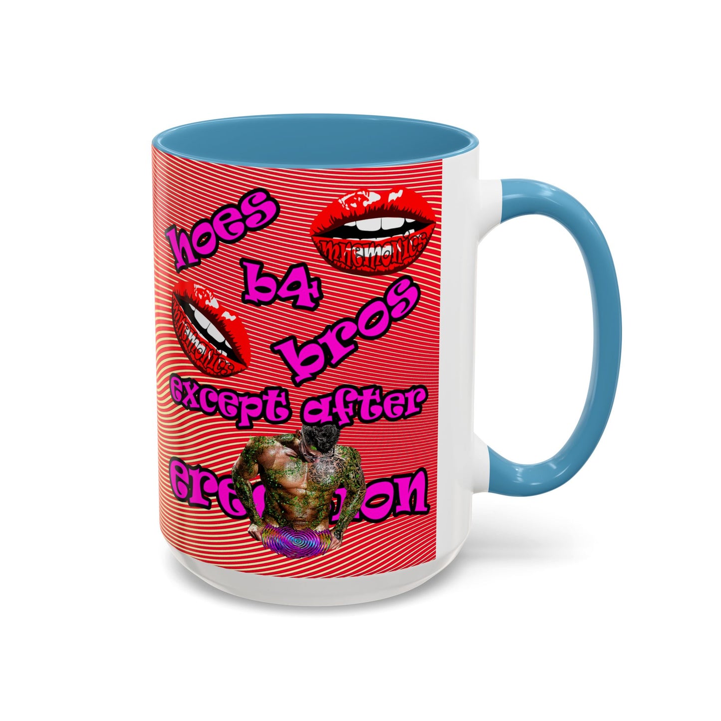 hoes b4 bros - Accent Mug (yellow-orange wave)