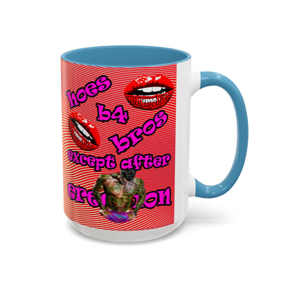 hoes b4 bros - Accent Mug (yellow-orange wave)