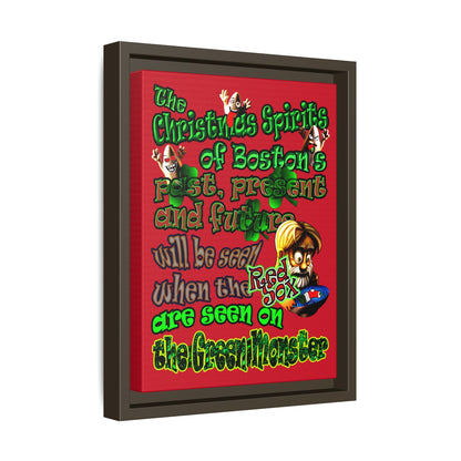 christmas spirits of boston - framed canvas art (dark red)