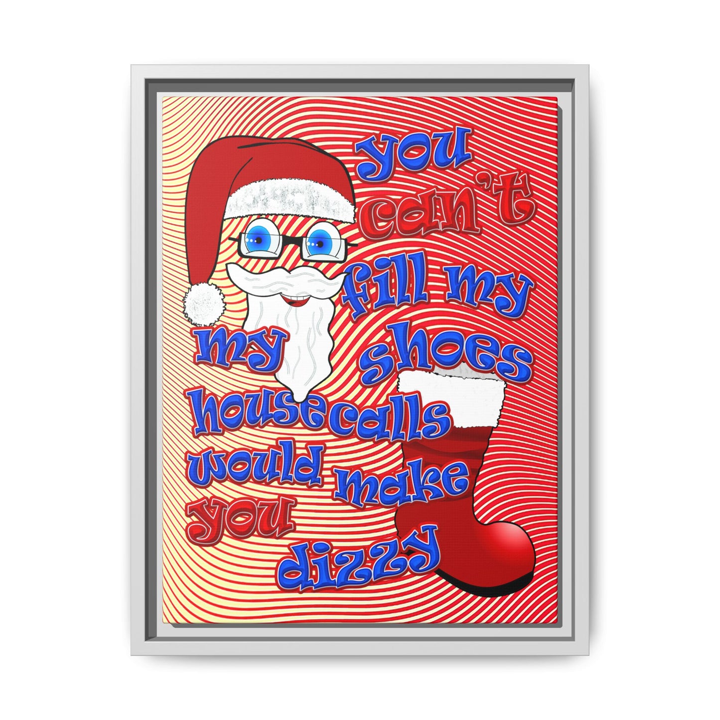 santa's shoes - framed canvas art (yellow-orange wave)