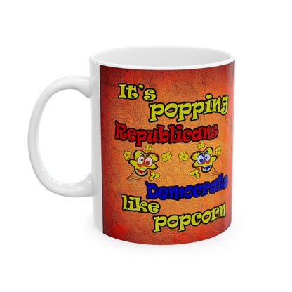 popping like popcorn - White Mug (burnt orange)