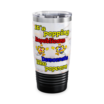 popping like popcorn - Ringneck Tumbler, 20oz (white marble)
