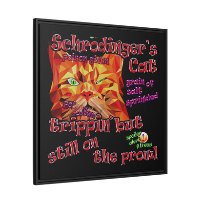 schrodinger's cat - framed canvas art (black)