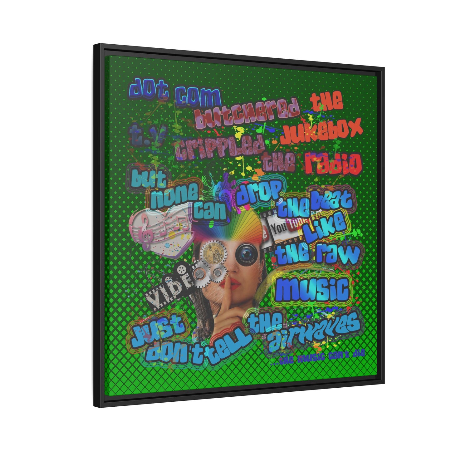 drop the beat - framed canvas art (logo green)