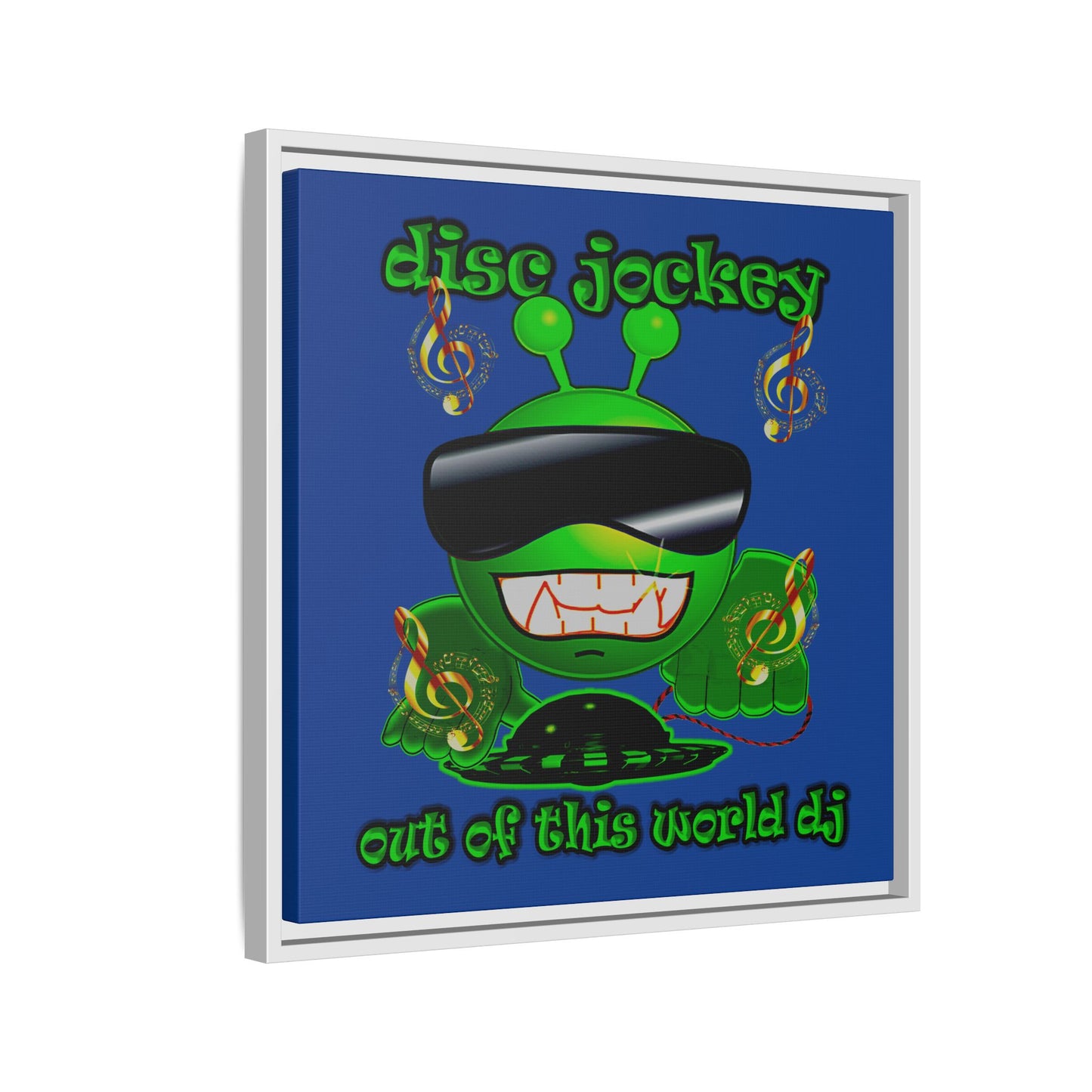 disc jockey - framed canvas art (dark blue)