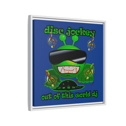 disc jockey - framed canvas art (dark blue)
