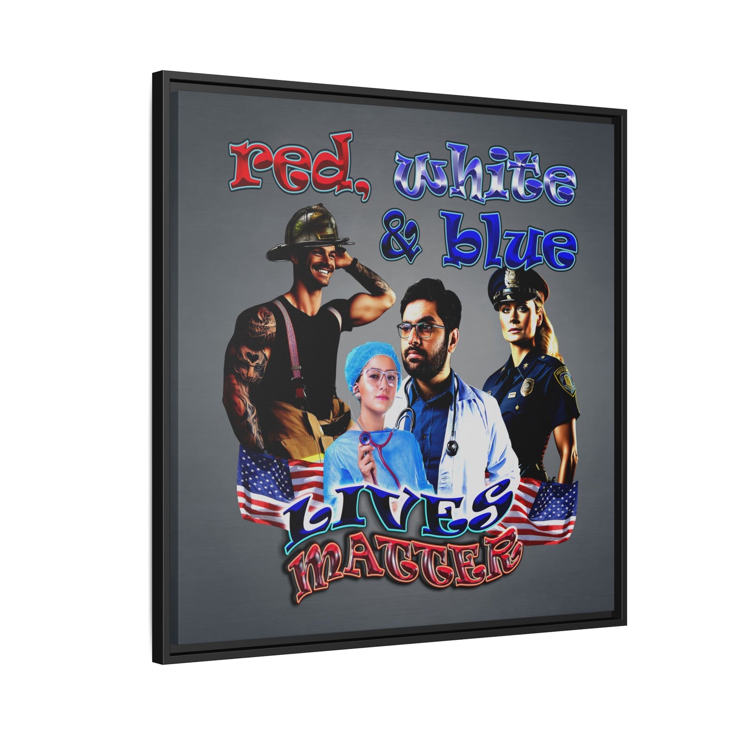 rw&b lives matter - framed canvas art (grey-light grey)