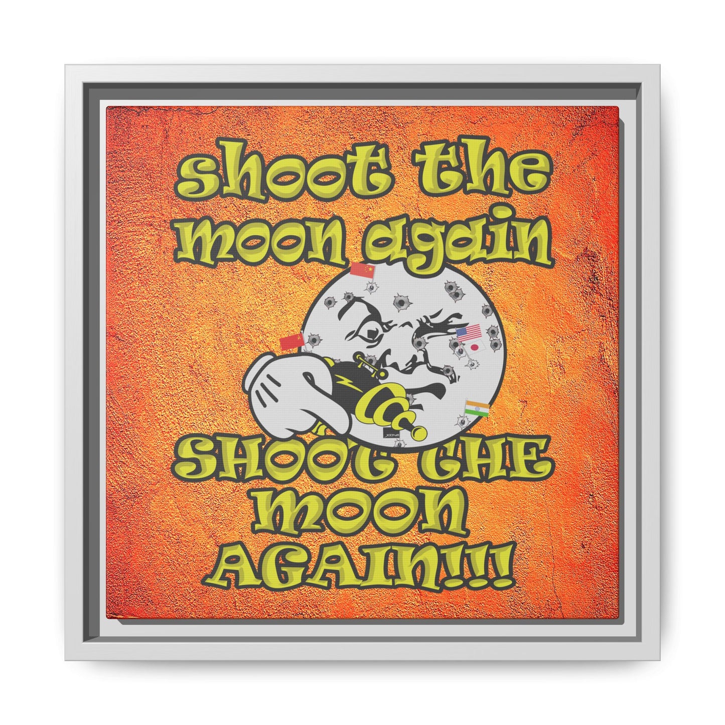shoot the moon again - framed canvas art (burnt orange)