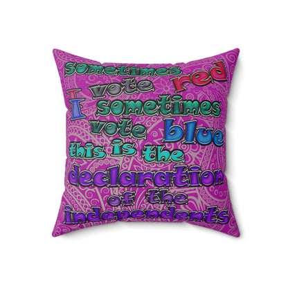 declaration of the independents - Faux Suede Square Pillow - (pink swirl)