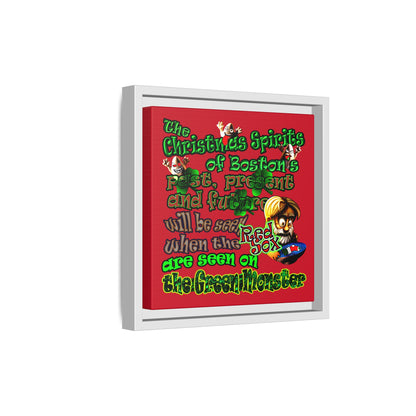 christmas spirits of boston - framed canvas art (dark red)